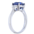 Platinum Sapphire Three Stone Engagement Ring With Half-Moon Cut Diamonds
