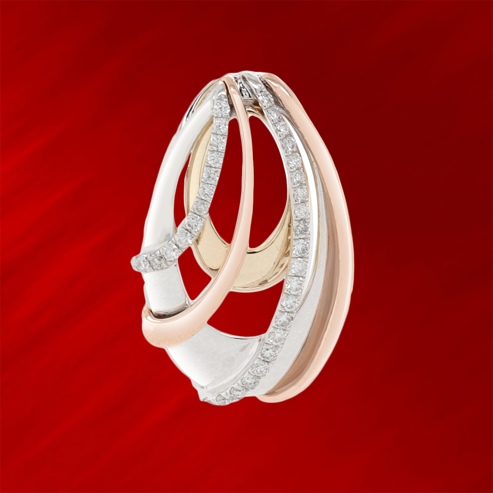 MONARCH SPECIAL - 14KT TRI-TONE GOLD DIAMOND PENDANT