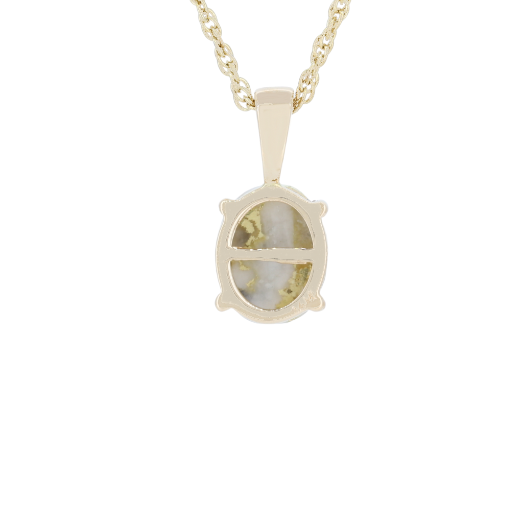 14K Yellow Gold Quartz Oval 4 Prong Pendant