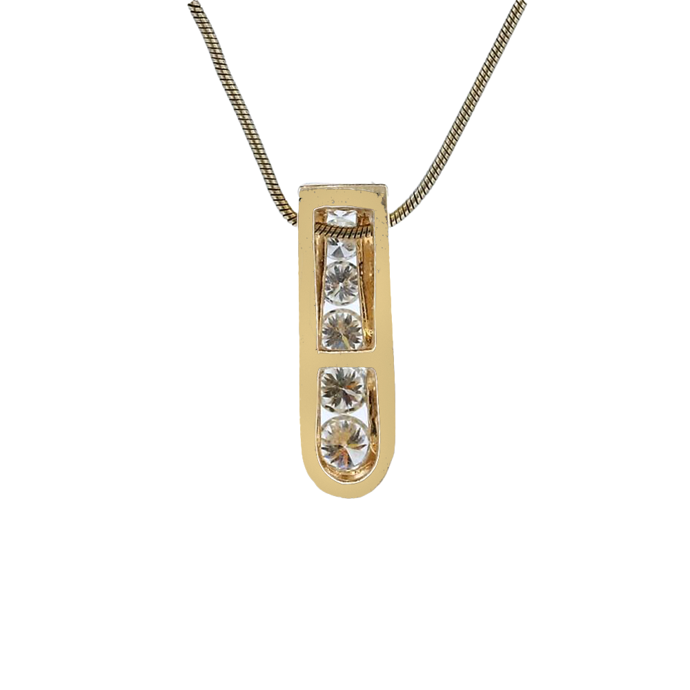 14Kt. Yellow Gold Straight Bar Diamond Pendant With 6 Diamonds