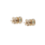Round Natural Emerald Halo Stud Earrings In 14Kt Yellow Gold