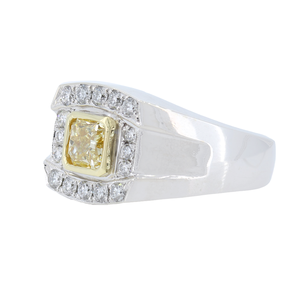 1.26 Carat Fancy Yellow Diamond Ring set in 14k White Gold