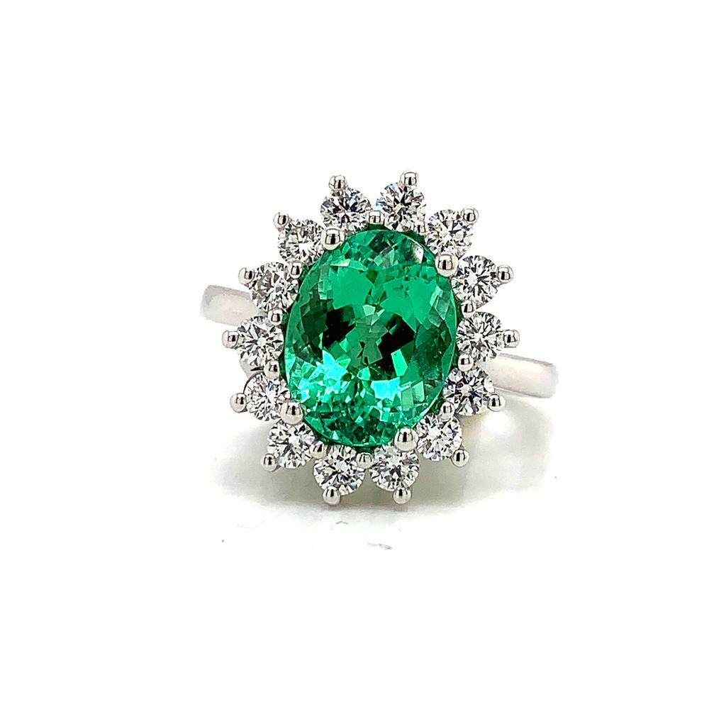 18kt White Gold gold with with and AGL and CDC certified paraiba tourmaline