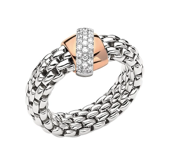 Flex-It Vendome Ring with Diamonds in white gold