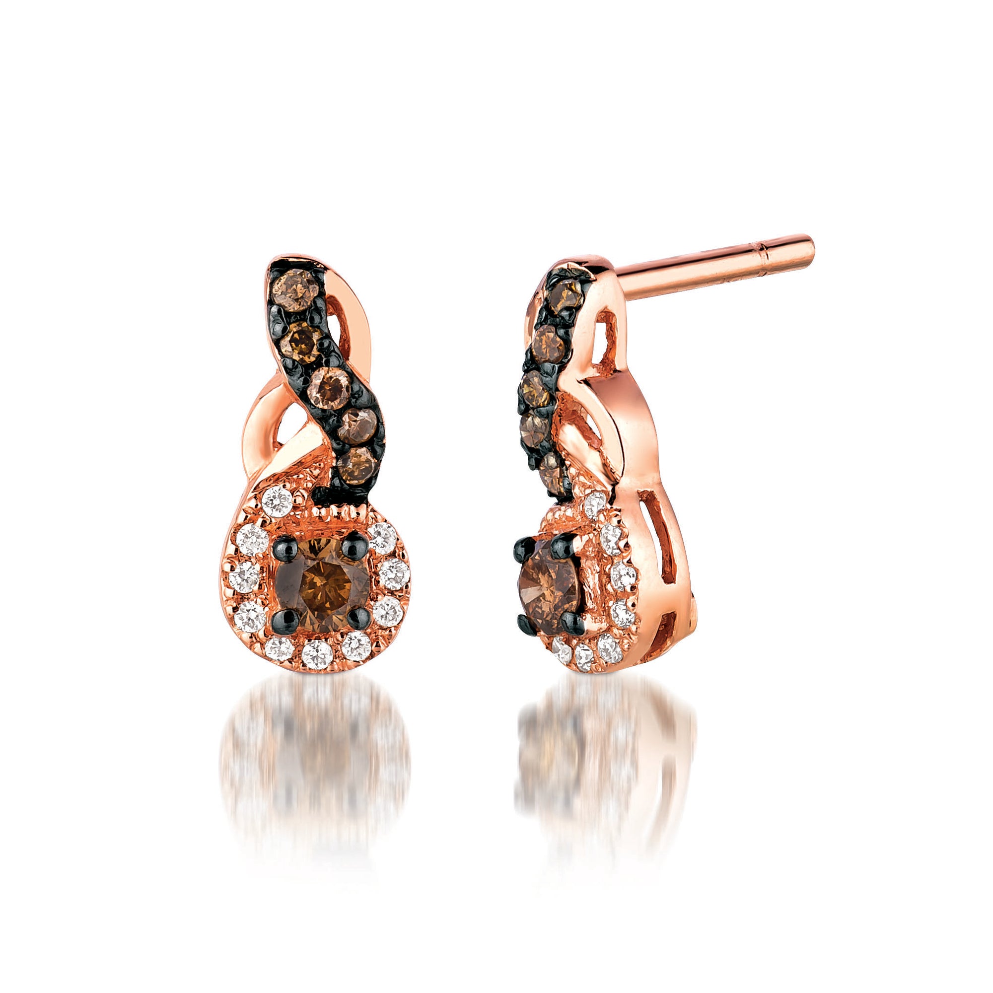14Kt Strawberry Gold And Diamond Earrings