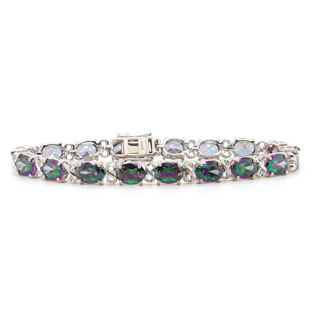 Sterling Silver Northern Lights Quartz Link Bracelet