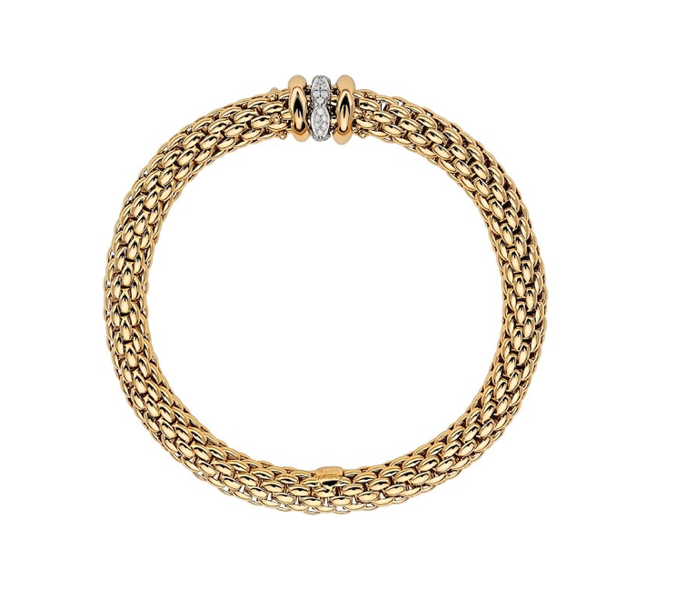 Flex'it Love Nest bracelet with diamonds in yellow gold