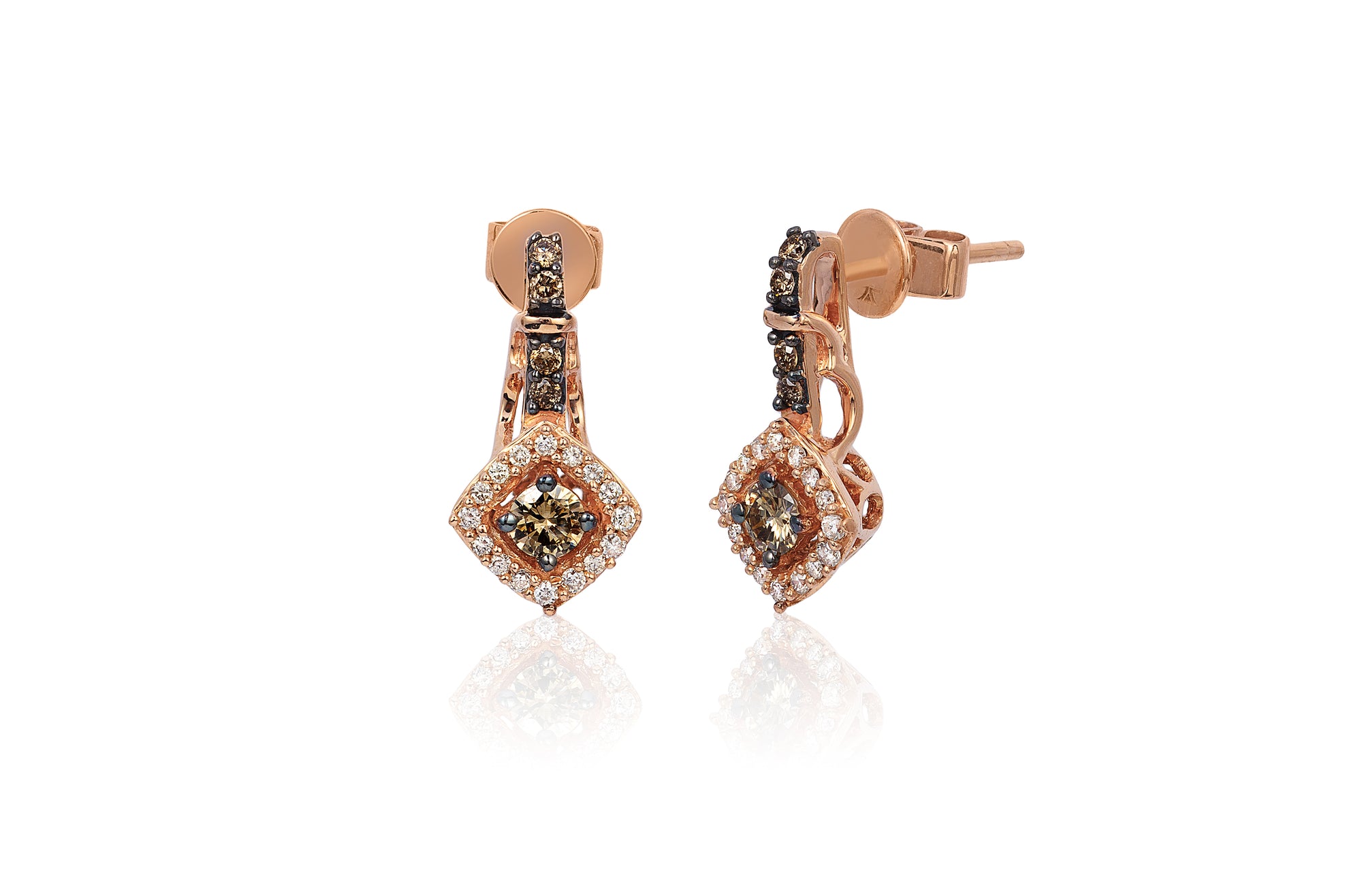 14Kt Strawberry Gold And Diamonds Earring