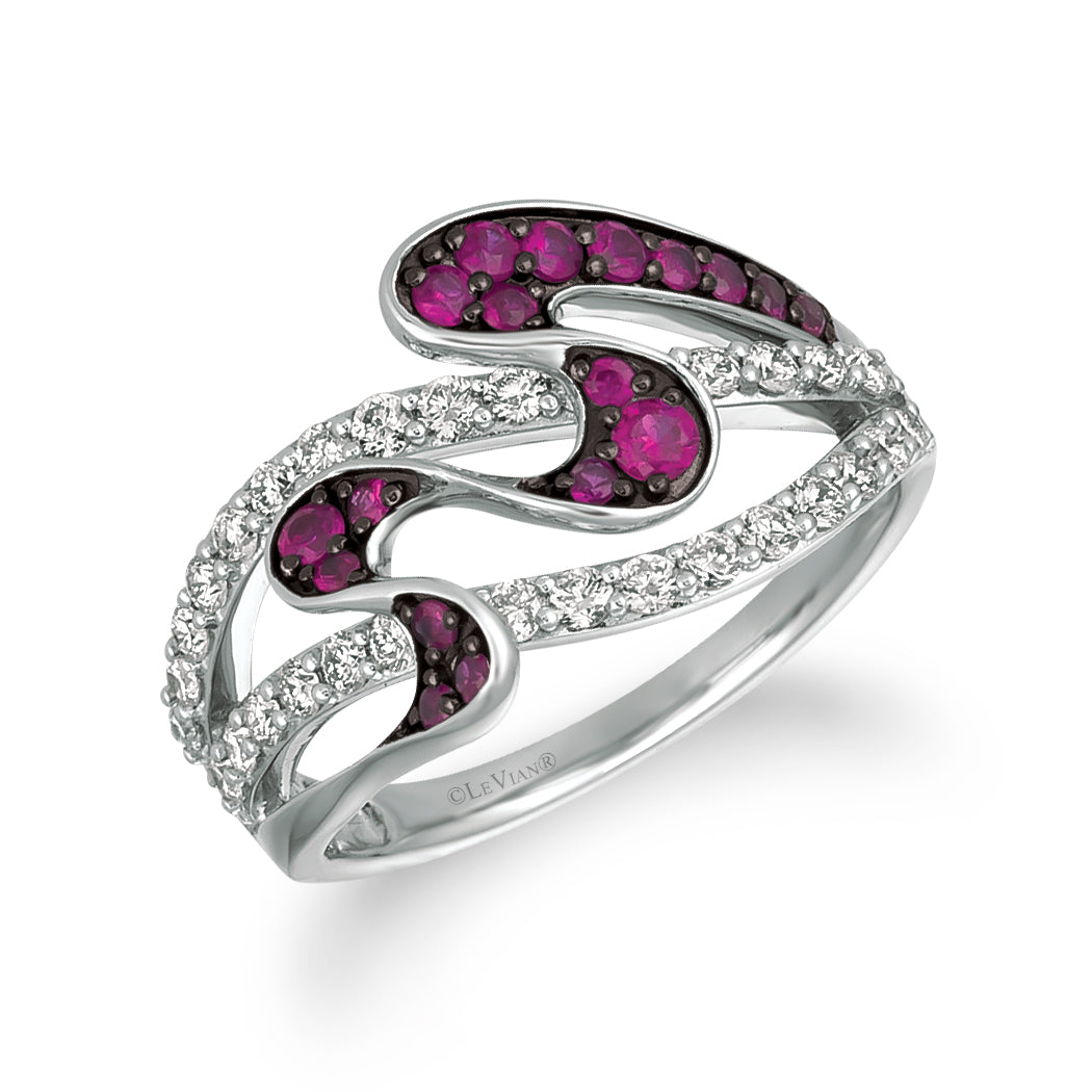 14Kt Vanilla Gold, Passion Ruby And White Diamond Ring Ruby 0.33Cts, Diamonds 0.53Cts