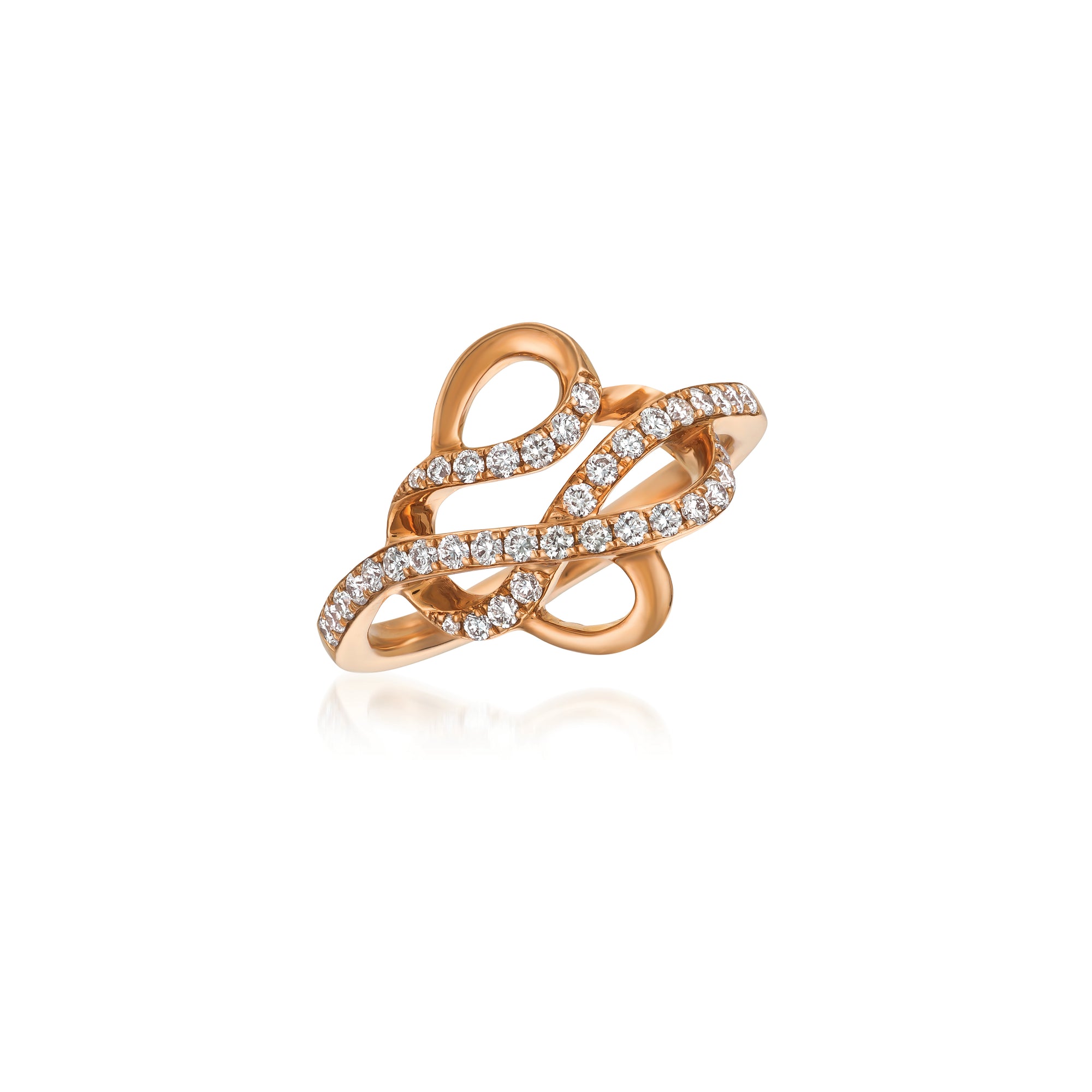 14Kt Strawberry Gold And Diamond Ring, Diamonds Total Weight 0.38Cts