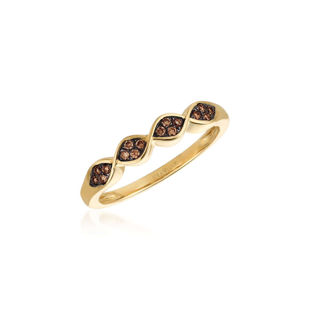 14Kt Honey Gold Diamond Band With 0.13Cts Of Brown Diamonds