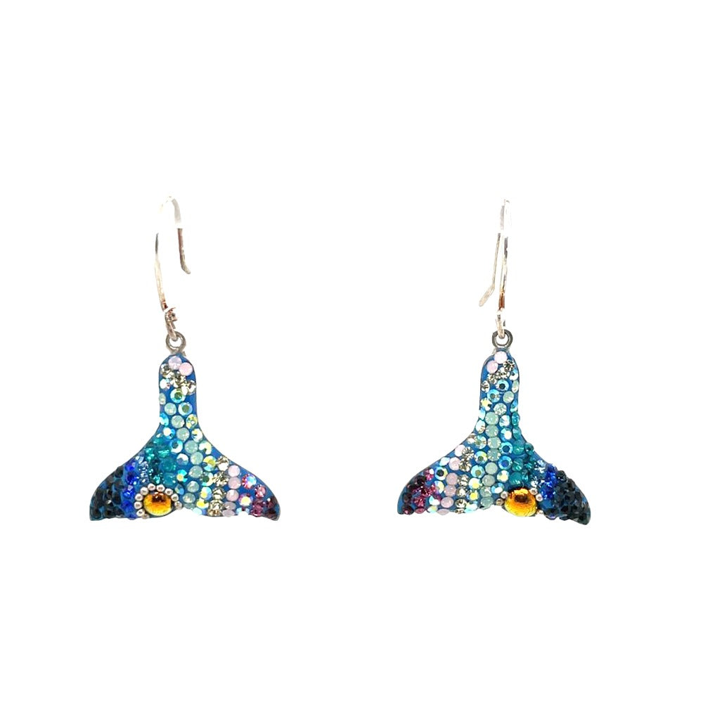 Crystal Whale Tail  Earrings