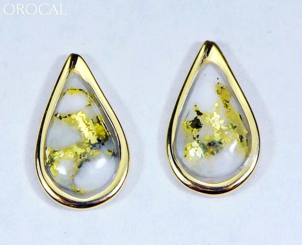 Gold Quartz Earrings Orocal En433Q Genuine Hand Crafted Jewelry - 14K Casting