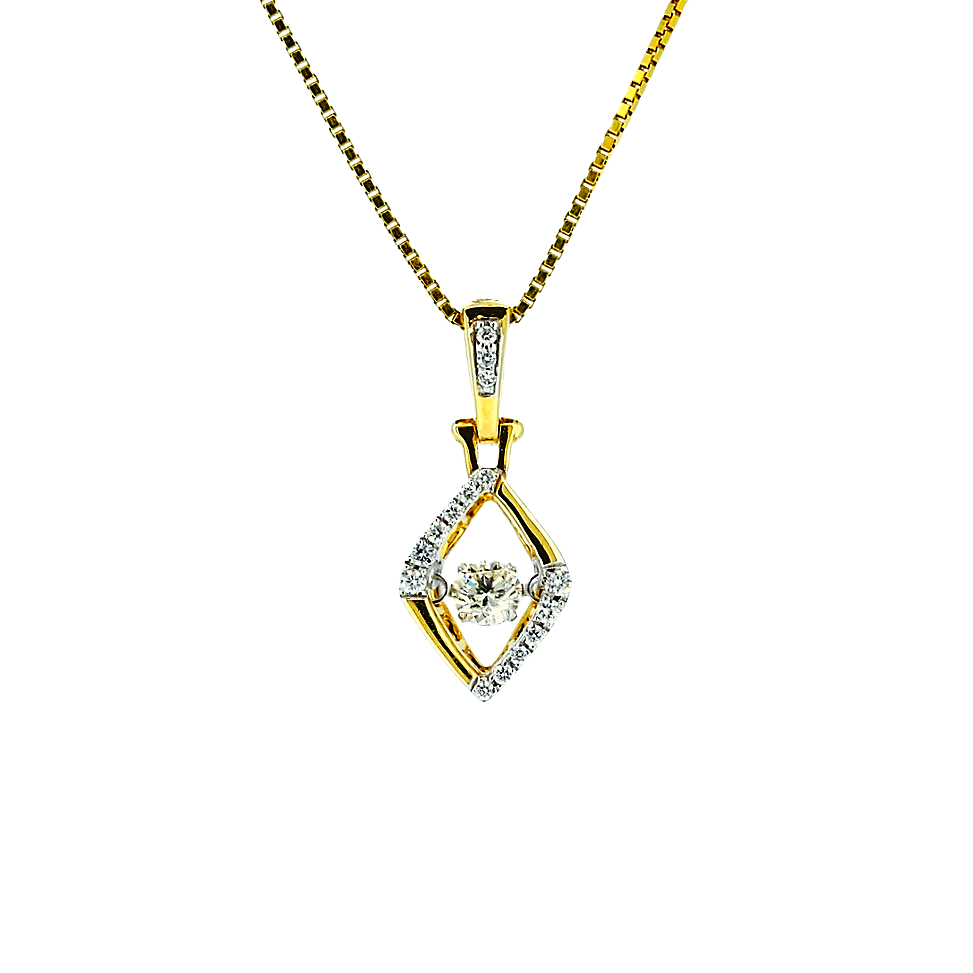 Dancing Diamond Pendant in 14Kt Yellow Gold