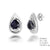 Sterling Silver Pear Shape Sapphire Studs With Push Backs Sa-1.5Ctw And Cz-0.05Ctw