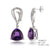 Sterling Silver Dangling Style Amethyst Trillion Shape Earrings With Push Backs Am-7.0Ctw