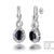 Sterling Silver Dangling Style Round Shaped Sapphire Earrings With Push Backs  Sa-1.7Ctw And Cz-1.0Ctw