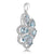 Sterling Silver 6 Stone  Pear Shapes Aquamarine Pendant Surround By C.Z In Flower Designs Aquamariner - 4.30Ctw C.Z - 1.35Ctw