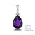 Sterling Silver Teardrop Cut Amethyst Pendant In 3 Prong Setting With 3C.Z On The Top,  Aquamarine - 7.60Ctc.Z -0.20Ctw