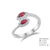 Sterling Silver 2 Marquise Shape Natural Ruby In Bypass Setting, Around By C.Z - Natural Ruby - 0.50Ctw C.Z - 0.45Ctw