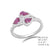 Sterling Silver 3 Pear Shape Natural Ruby Set In Triangle Design Going Sideways Around By C.Z - Natural Ruby - 0.80Ctw C.Z - 0.50Ctw