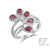 Sterling Silver 5 Pear Shape Natural Ruby In Fancy Design, Around By C.Z - Natural Ruby - 1.30Ctw C.Z - 1.00Ctw
