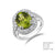 Sterling Silver Peridot Ring Featuring With Oval Cut In The Center In 8 Prong Setting Surround By 2 Rows Of C.Z Followed By 2 Rows Of C.Z On The Band On Each Side, Peridot - 5.60Ctw C.Z - 2.20Ctw