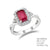 Sterling Silver GRU Ruby Featuring With Emerald Cut In Center In 4 Prong Setting Surround By C.Z Followed By 1C.Z On Each Side, GRU Ruby - 2.10Ctw C.Z 0.60Ctw