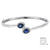 Sterling Silver Criss - Cross Bangle With Oval Cut Sapphire Haloed  With C.Z, Sapphire 3.20Ctw C.Z 1.20Ctw